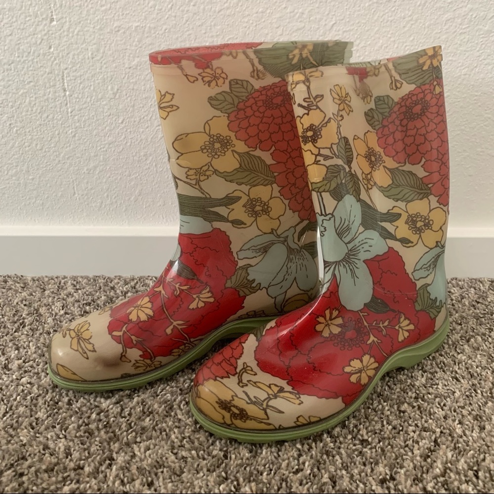 Sloggers Floral Waterproof Garden Boots Shoes